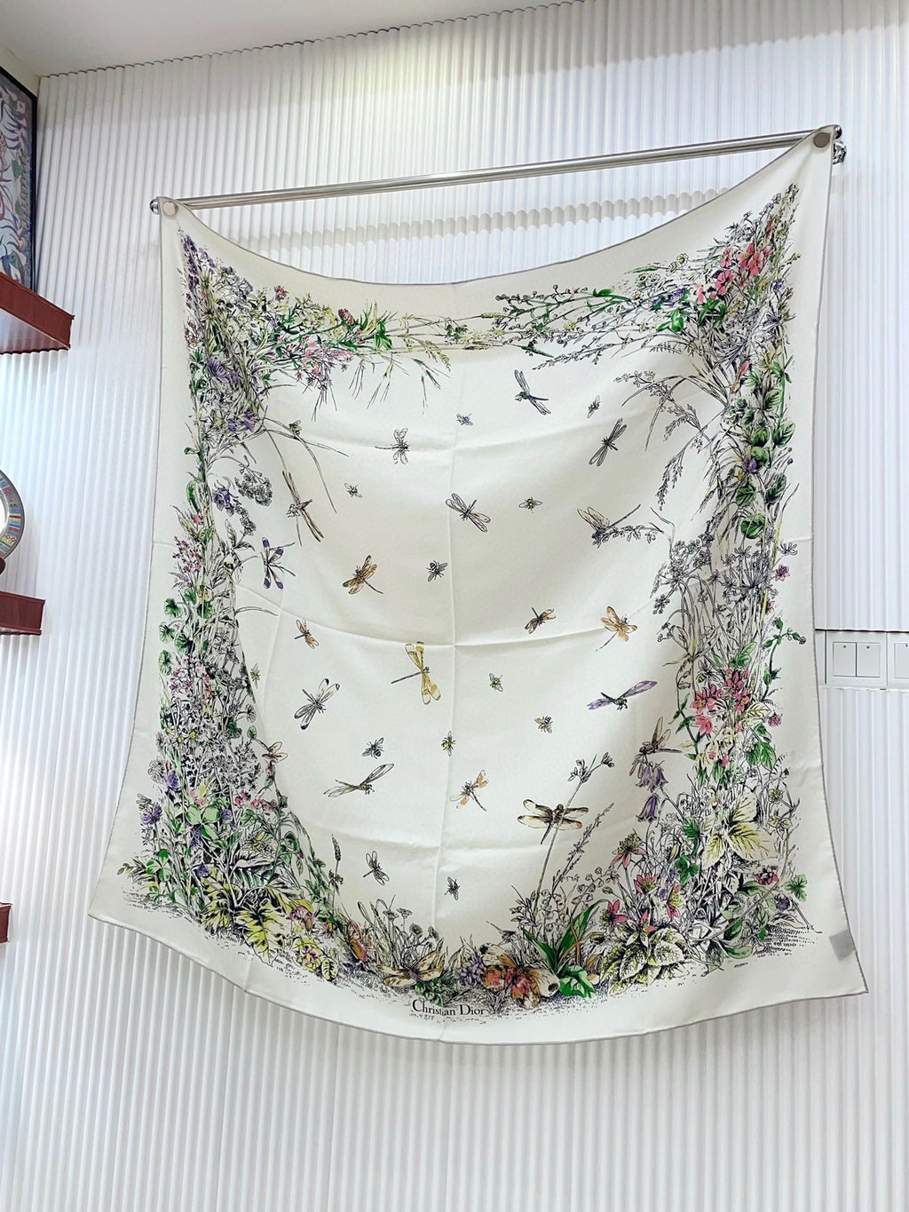 DIOR SCARF 140 CM IN WHITE MONOGRAM SILK AND CASHMERE 415163