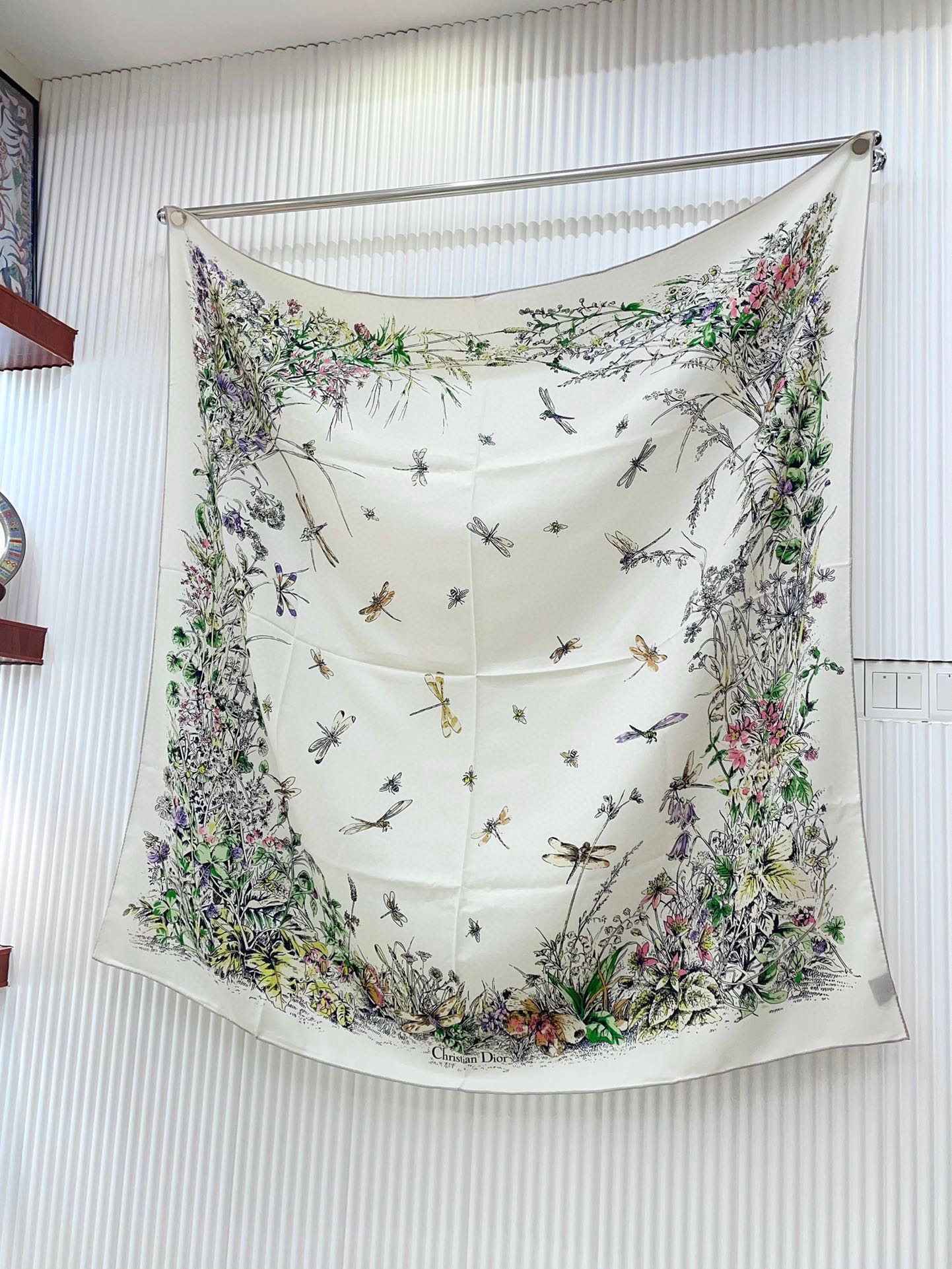 DIOR SCARF 140 CM IN WHITE MONOGRAM SILK AND CASHMERE 415163