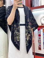 DIOR SCARF 140 CM IN BLACK MONOGRAM SILK AND CASHMERE 378469