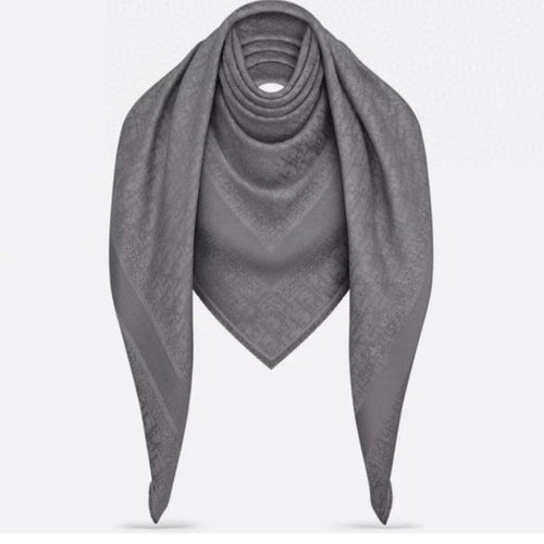 DIOR SQUARE SCARF 140 CM IN COOL GRAY WOOL AND SILK  408661