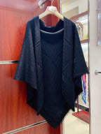 DIOR SQUARE SCARF 140 CM IN NAVY BLUE WOOL AND SILK  408662