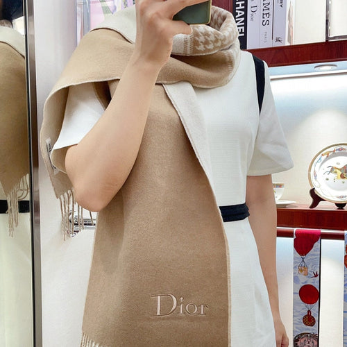 DIOR SCARF 180 CM IN CAMEL BEIGE CASHMERE 419820
