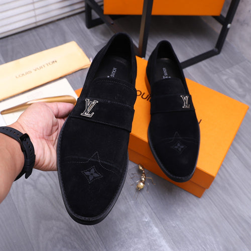 Louis Vuitton LOAFERS IN BLACK SUEDE CALFSKIN WITH SILVER LOGO