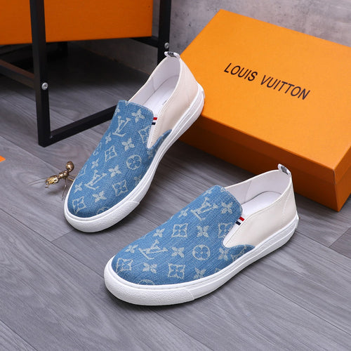 Louis Vuitton LOAFERS IN LIGHT BLUE DENIM AND WHITE CALFSKIN