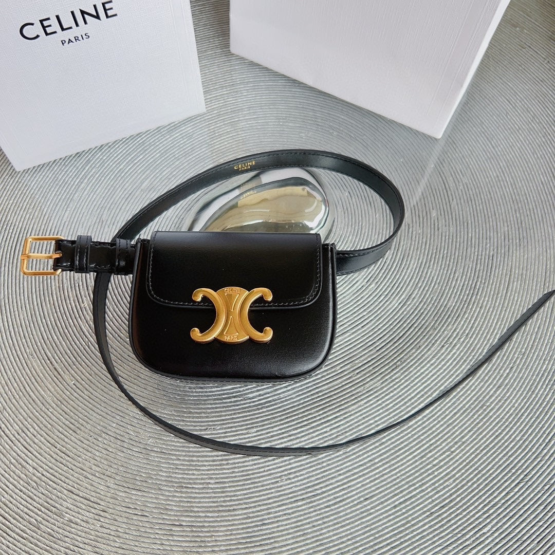 Celine celin black calfskin belt bag