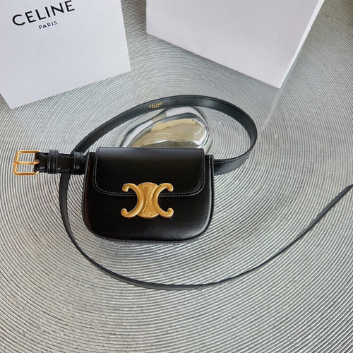 Celine celin black calfskin belt bag