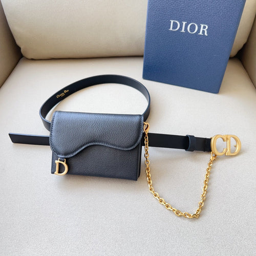 DIOR saddle removable pouch black calfskin 20mm belt