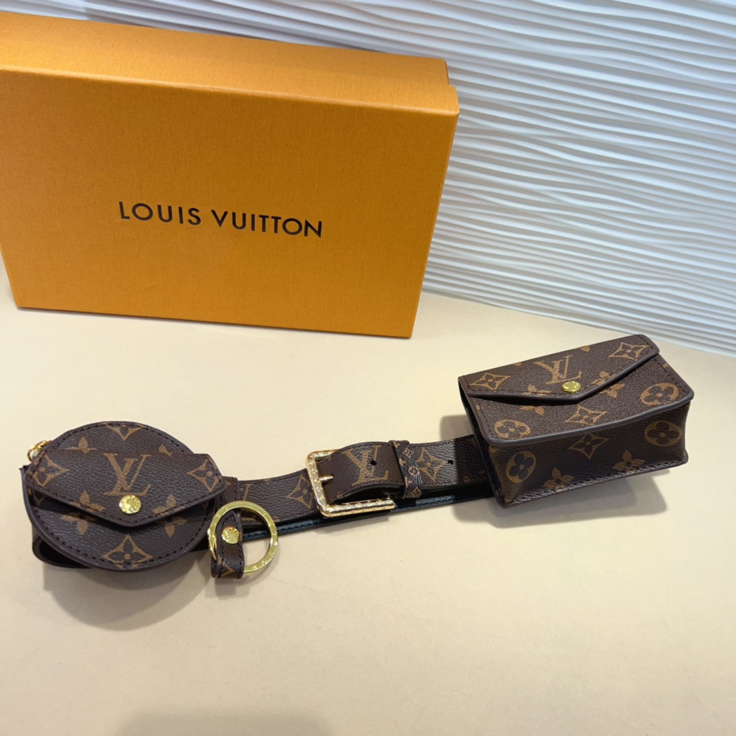 Louis Vuitton Daily Multi Pocket 30mm Belt Bag Brown Leather