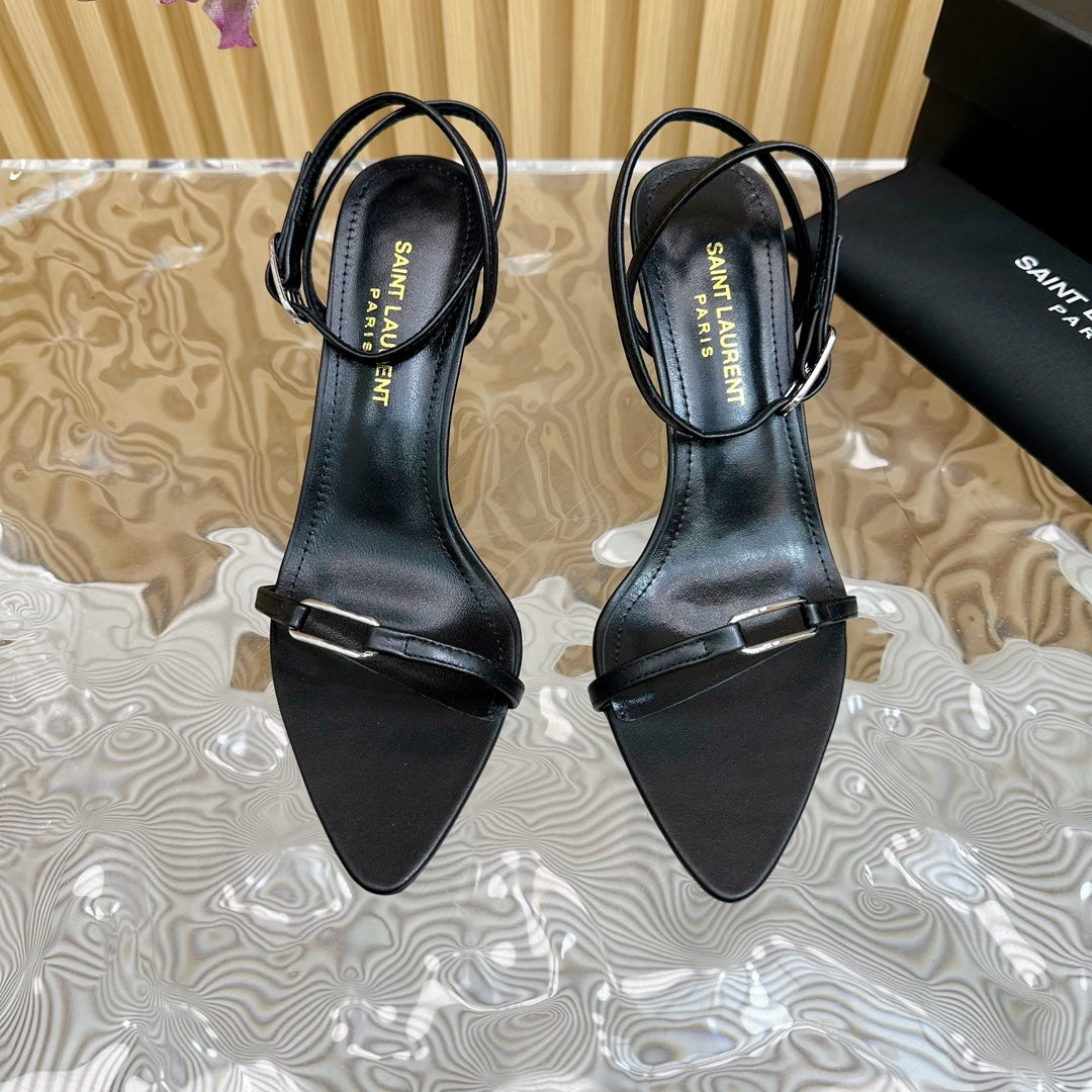 Saint Laurent KITTY SANDALS 70 IN BLACK LEATHER