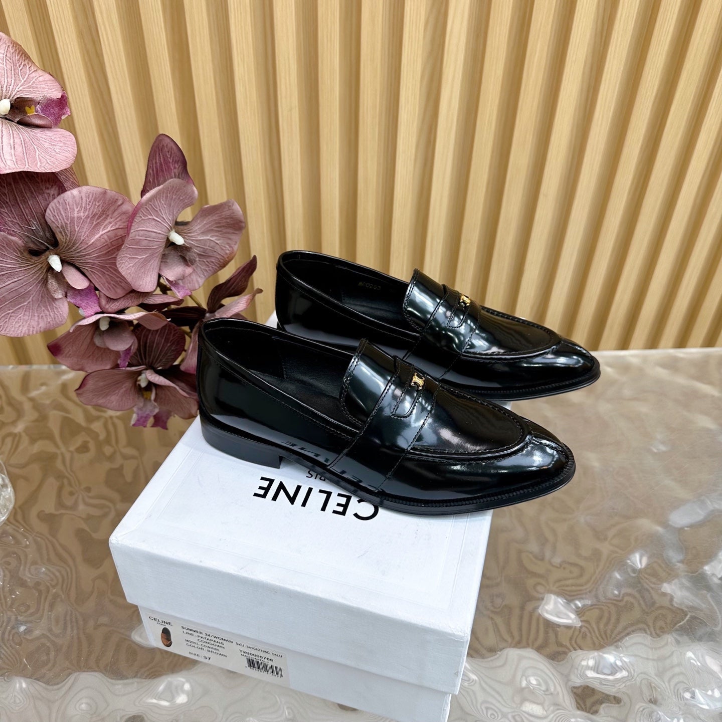 Celine CELINE Loafers Black Leather 285917