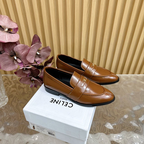 Celine CELINE Loafers Brown Leather 285918
