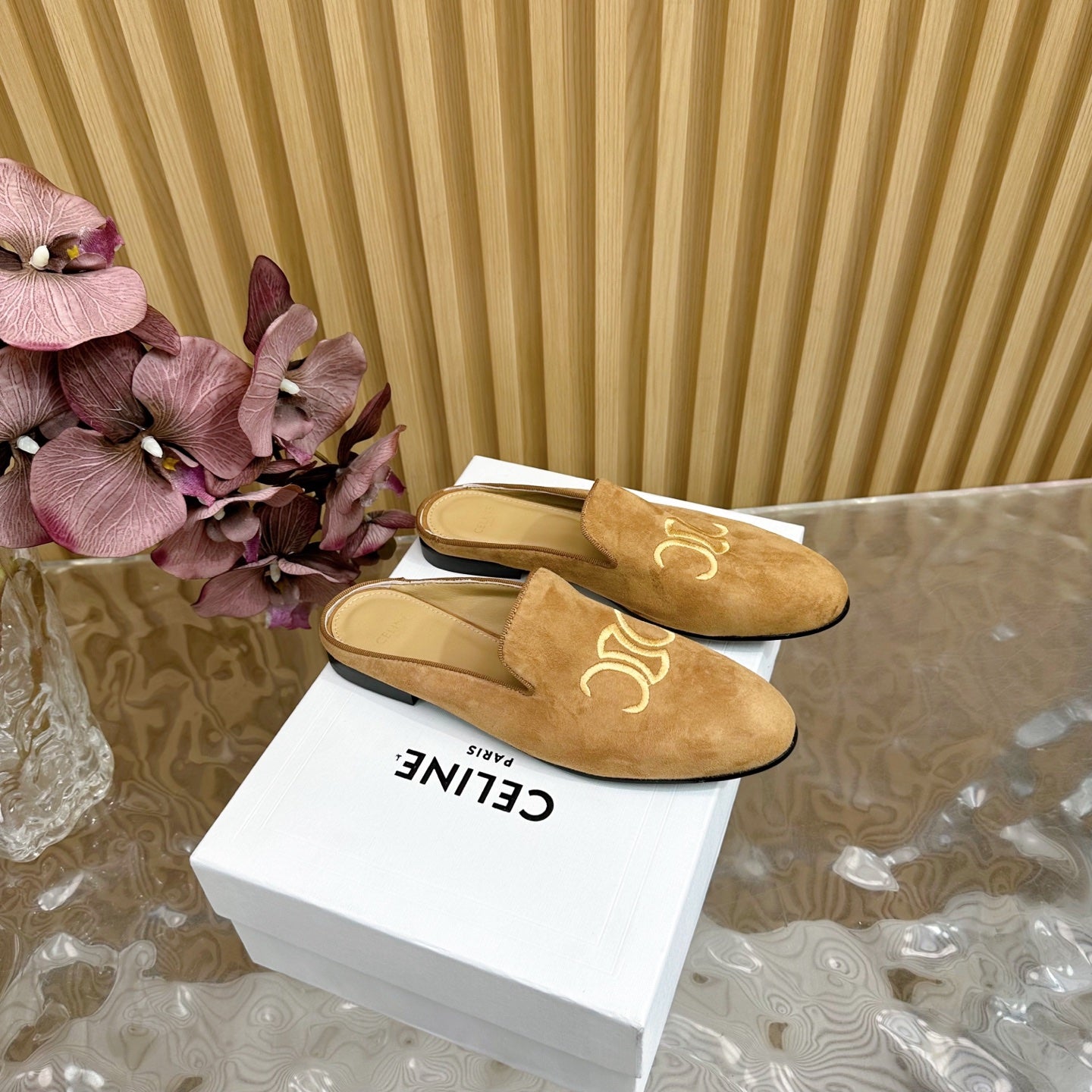 Celine CELINE 25 Slippers Brown Suede 285916