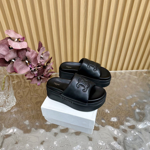 Celine CELINE 25 Sline Sandal Black Sheepskin 285910