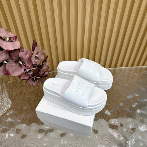 Celine CELINE 25 Sline Sandal White Sheepskin 285911