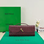 Bottega Veneta BV Long Clutch Andiamo With Handle 31cm Burgundy Calfskin Ghw