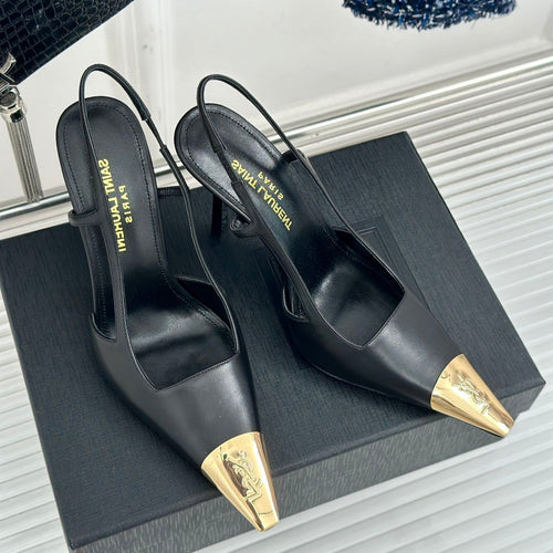 Saint Laurent SL JEANNE SLINGBACK PUMPS BLACK CALFSKIN