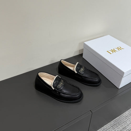 DIOR Loafers In Black Lambskin And Fleece Lining 109291