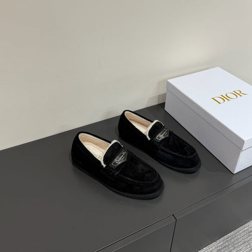 DIOR Loafers In Black Suede And Fleece Lining 109293