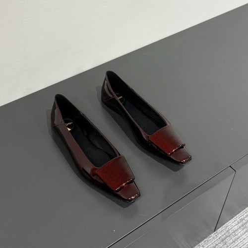 Saint Laurent POPPY BALLET FLATS IN GARNET RED GLOSSY LAMBSKIN