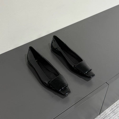 Saint Laurent POPPY BALLET FLATS IN BLACK GLOSSY LAMBSKIN