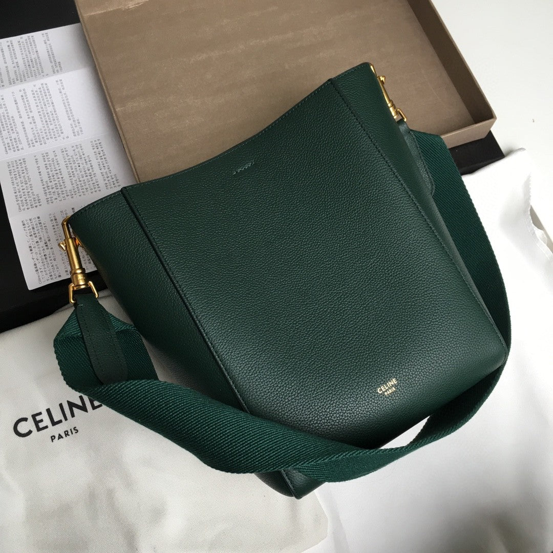 Celine SANGLE SEAU BUCKET 24 BAG GREEN FOREST CALFSKIN