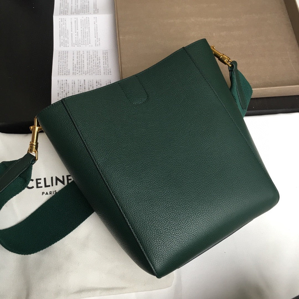 Celine SANGLE SEAU BUCKET 24 BAG GREEN FOREST CALFSKIN