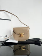 Celine TRIOMPHE 15 Cream Gray Calfskin Handbag