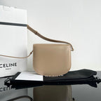 Celine TRIOMPHE 15 Cream Gray Calfskin Handbag