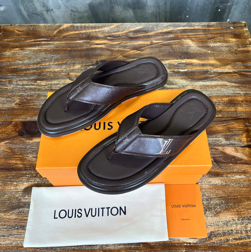 Louis Vuitton THONG SLIPPER IN CHOCOLATE BROWN MONOGRAM CALFSKIN