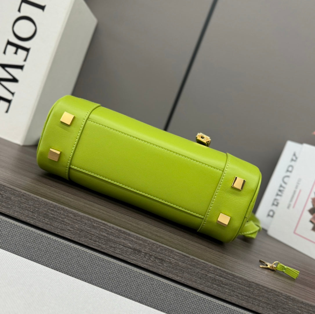 AMAZONA 23 CROPPED BAG IN PEAR GREEN SOFT GRAINED CALFSKIN