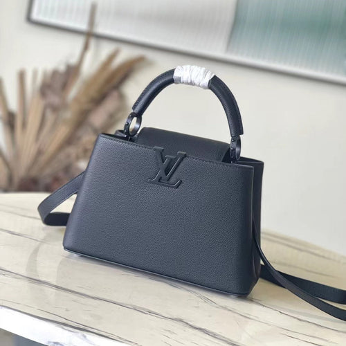Louis Vuitton CAPUCINES EAST-WEST 27 IN BLACK TAURILLON