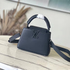Louis Vuitton CAPUCINES EAST-WEST MINI 21 IN BLACK TAURILLON