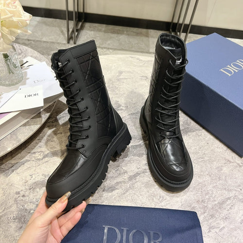 DIOR- D-Leader Ankle Boot 45mm Black Calfskin And Fleece Lining