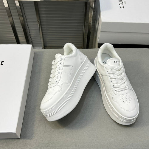 Celine BLOCK SNEAKERS WITH WEDGE OUTSOLE IN CALFSKIN OPTIC WHITE