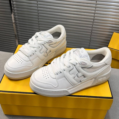 FENDI FENDI MATCH LOW TOPS IN WHITE CALFSKIN AND MESH