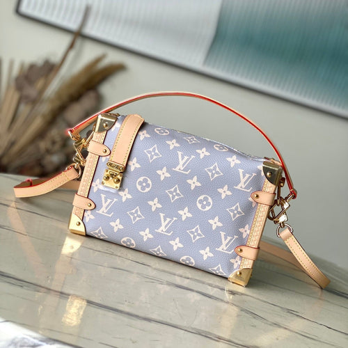 Louis Vuitton SIDE TRUNK 21 IN GRAY CREAM MONOGRAM TRIANON CANVAS GOLD HARDWARE