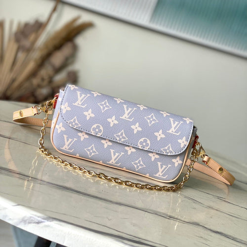 Louis Vuitton IVY 23 IN GRAY CREAM MONOGRAM TRIANON CANVAS GOLD HARDWARE