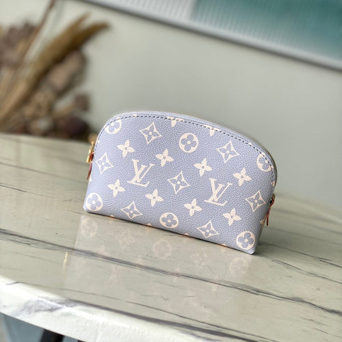 Louis Vuitton POCHETTE COSMÉTIQUE PM 19 IN GRAY CREAM MONOGRAM TRIANON CANVAS
