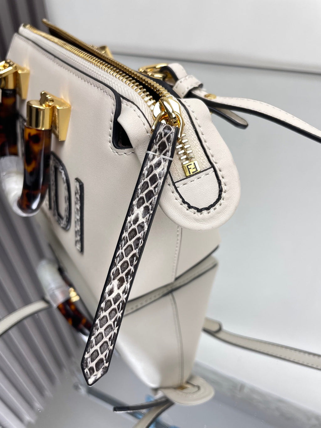 FENDI BY THE WAY MINI 18 IN WHITE LAMBSKIN GOLD HARDWARE