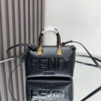 FENDI BY THE WAY MINI 18 IN BLACK EMBOSSED CALFSKIN GOLD HARDWARE