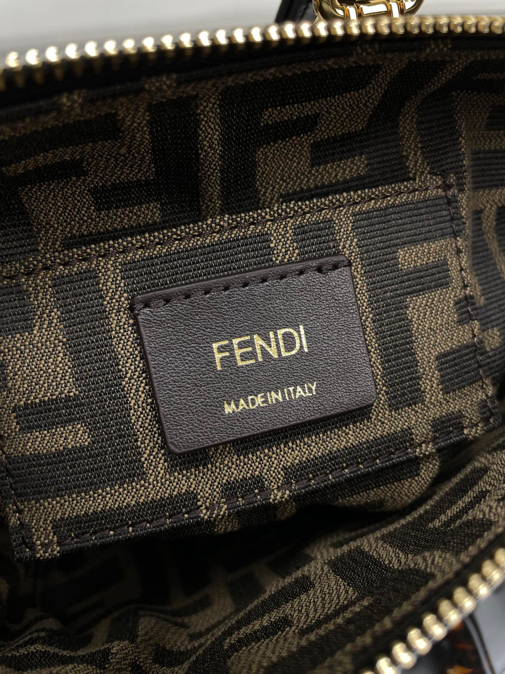 FENDI BY THE WAY MINI 18 IN BLACK EMBOSSED CALFSKIN GOLD HARDWARE
