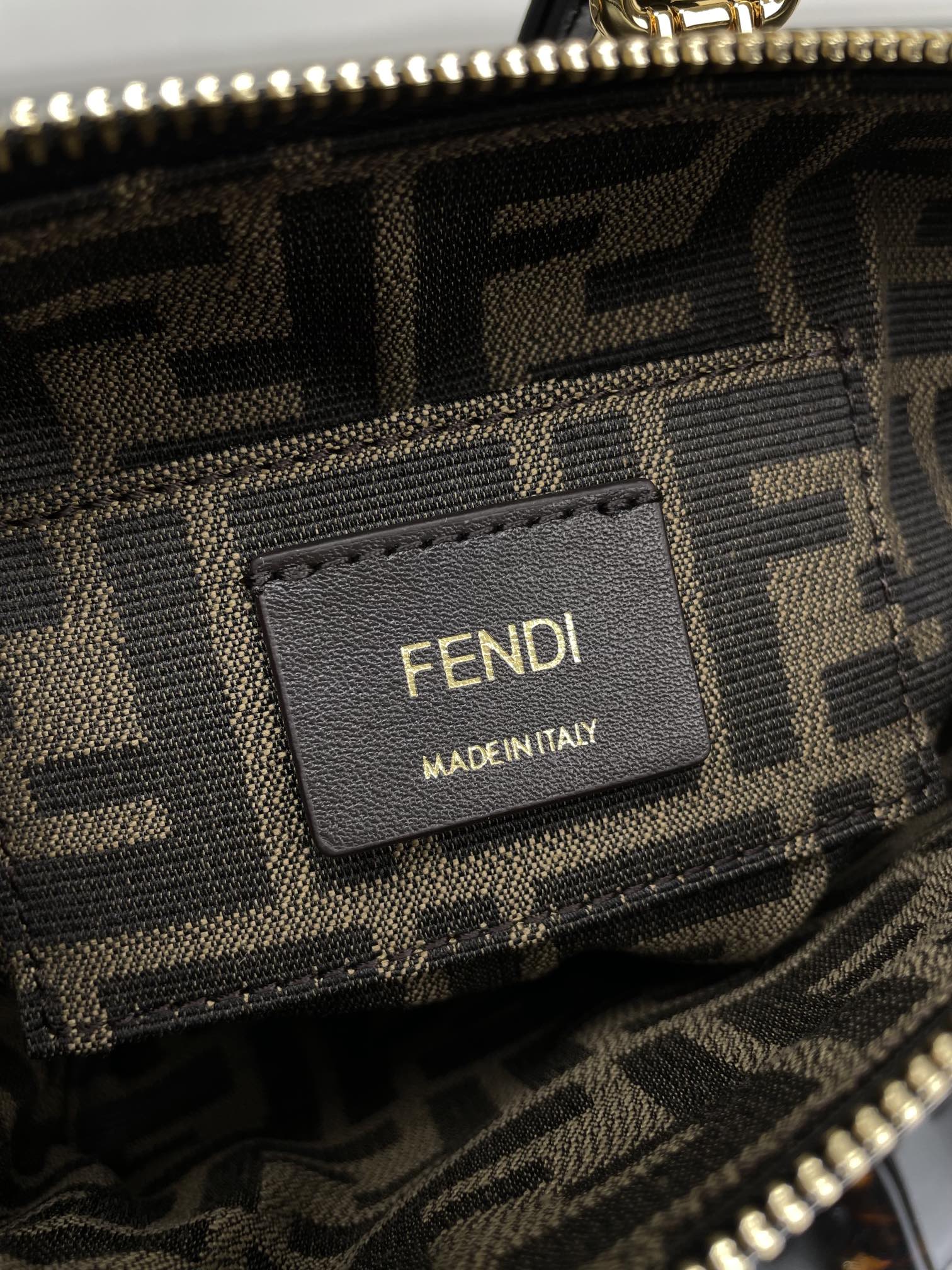 FENDI BY THE WAY MINI 18 IN BLACK EMBOSSED CALFSKIN GOLD HARDWARE
