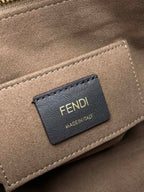 FENDI BY THE WAY MINI 18 IN SOYA BEAN JACQUARD FABRIC AND BROWN CALFSKIN TRIM
