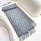 DIOR SCARF 180 CM IN MOUSE GRAY CASHMERE AND WOOL 405471