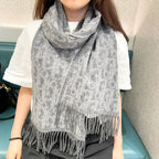 DIOR SCARF 180 CM IN MOUSE GRAY CASHMERE AND WOOL 405471