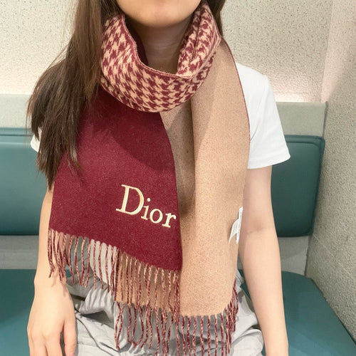 DIOR SCARF 180 CM CURRANT RED WOOL AND CASHMERE 407334