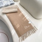 DIOR SCARF 180 CM CAMEL BEIGE WOOL AND CASHMERE 407335