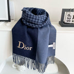 DIOR SCARF 180 CM NAVY BLUE WOOL AND CASHMERE 407336