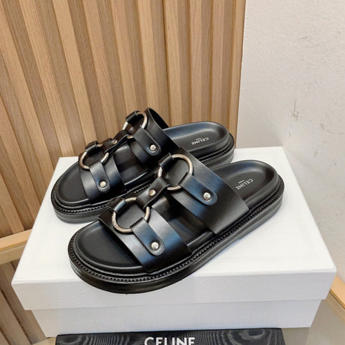 Celine DAD SANDALS BLACK CALFSKIN