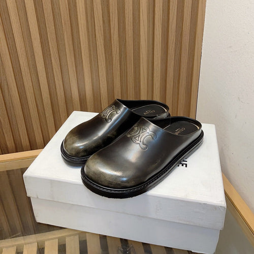 Celine SUPER POPULAR SLIPPER WITH CLASSIC LOGO CROW BLACK